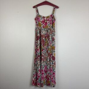 Natural Life Boho Cottage Cottagecore Floral Patti Side Slit Maxi Dress Medium